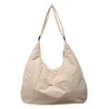 Minimalistische beige Nylon-Einkaufstasche in Halbmondform mit großer Kapazität - Gebrochenes Weiß