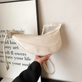Elegant beige half-moon saddle bag for women with adjustable strap and premium matte finish - White