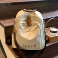 Cremeweißer Damen Lederrucksack mit JOAIR-Metalllogo und mehreren Reißverschlussfächern - Weiß