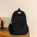Black BOKA BAG nylon backpack variant with dual side drawstrings and front pocket - Black without Pendant