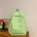 Light green minimalist nylon backpack with front zipper pocket and adjustable drawstrings - Green Without Pendant