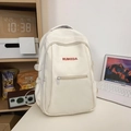 Beige minimalistische canvas rugzak met RUIKEDA-borduurwerk en meerlaagse ritsen - Wit