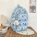 Zaino azzurro con stampa di cane cartone animato e ciondolo a stella in peluche - Con Ciondolo / Blu