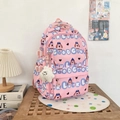 Zaino casual rosa con stampa di cane cartone animato e ciondolo a nuvola morbida - Con Ciondolo / Rosa