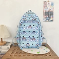 Sac à dos bleu clair grande capacité avec motifs de chiens mignons et poche zippée avant - Sans Pendentif / Bleu