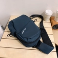 Dark blue large capacity nylon crossbody chest bag with adjustable mesh shoulder strap - Standard Type / Blue
