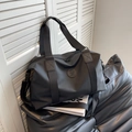Black waterproof oxford travel duffel bag with reinforced handles and shoulder strap - Black