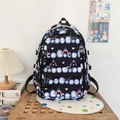 Grand sac à dos noir décontracté avec texte Goodluck et imprimé chiot cartoon - Sans Pendentif / Noir