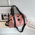 Pink waterproof oxford travel duffel bag with black straps and large capacity - Pink