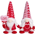 Coppia di gnomi di San Valentino rossi e rosa con motivi a cuore e scritte Love - Stile di Coppia