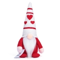 Gnomo di San Valentino rosso e bianco con cappello a cuori e cartolina d'auguri - Stile da Uomo (Barba Bianca)