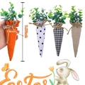 Set di 4 carote pasquali con motivi a quadri e pois, decorazione festiva da appendere da 20 cm - Set da Quattro / Set Arancione Quadri Pois