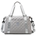 Bolso de viaje de nailon acolchado gris claro con bandolera y gran capacidad - Gris
