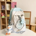 Zaino scolastico giapponese azzurro e crema con simpatico portachiavi a papera - Verde E Bianco Con Ciondoli