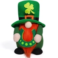 Green St. Patrick's Day gnome plush with orange beard holding a lucky horseshoe - Male Style