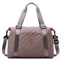 Bolsa de viaje de tela Oxford acolchada malva con correa ajustable y bordado - Rosa palo