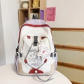 Zaino casual da donna in stile giapponese color crema con ciondolo a stella e viola - Viola e Bianco