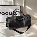 Borsa da viaggio in nylon nero impermeabile con logo Ningjia e tracolla regolabile - Nero