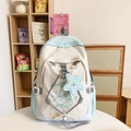 Zaino carino in stile coreano crema e azzurro con ciondolo a stella per uso quotidiano - Verde e Bianco