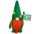 Figurine gnome Saint-Patrick avec chapeau de trèfle et drapeau Ireland Forever - Style Homme
