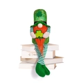 St. Patrick's Day Gnom mit orangefarbenem Bart und Pailletten-Kleeblatt-Hut auf Büchern - Viereckiger Hut