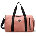 Große Reise-Reisetasche aus pinkfarbenem Nylon mit schwarzen Griffen und Schultergurt - Rosa