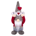 Gnomo di peluche per San Valentino con cappello grigio e cartelli con scritto I Love You - Stile Maschile (Con Lunga Barba Bianca)
