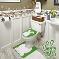 Détail de l'ensemble de toilette de Pâques vert avec motif de silhouette de lapin blanc - Vert