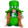 Poupée gnome de la Saint-Patrick avec chapeau vert et tresses rousses décoratives - Style Femme
