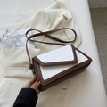 Brown and white crocodile pattern crossbody bag with adjustable leather strap - Off-white