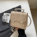 Beige vintage small backpack with pearl stitching and star detail for women - Off-white Without Pendant