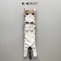 Hanging tabby cat hand towel in brown gray plush, 21-inch decorative animal towel - Brown Cat