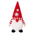 Porte-couverts gnome de Noël avec bonnet rouge à flocons et décoration de barbe blanche - Style Flocon de Neige