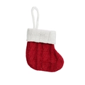 Classic red cable knit Christmas stocking with white trim and hanging loop for holiday decor - Red