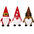 Trois pochettes à couverts gnomes de Noël en rouge, rayé et motif renne - Lot de 2