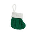 White and green knitted Christmas stocking with cable pattern and hanging loop - Green