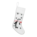 White Christmas stocking with a cute penguin design and red striped scarf detail - Penguin / White