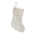 Calcetín de Navidad minimalista de punto trenzado blanco con lazo para colgar - Blanco