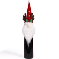 Funda de botella de vino de gnomo Rudolph con gorro rojo, astas y barba blanca larga - Alce