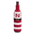 Funda navideña de punto para botella de vino con letra N roja y cinturón - Letra N
