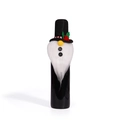 Funda navideña para botella de vino con gorro negro y barba blanca de gnomo - Muñeca Sin Cara con Sombrero Cuadrado