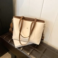 Schicke beige-braune Kontrast-Tragetasche mit verstellbarem Schultergurt für Damen - Ohne Anhänger / Weiß