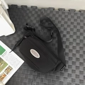 Minimalist black lightweight sports chest bag with adjustable nylon shoulder strap - Black