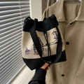 Knitted bucket bag with nautical animal and lighthouse print in chic contrast colors - Nautical Cartoon Cat Style (Style 2)