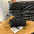 Sac fourre-tout noir en similicuir avec poignées nouées et texte de mode blanc - Noir