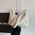 Sac fourre-tout hobo en toile avec imprimé floral jaune et large bandoulière d'été - Jaune