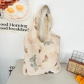 Borsa tote minimalista in tela beige con stampa a farfalla colorata per il pendolare - Stile Farfalla