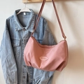 Pink pleated hobo tote bag in nylon with adjustable strap and iFashion label - No Pendant / Pink