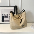 Beige large capacity tote bag with adjustable black strap for travel and daily commute - Off-white