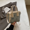 Grey morandi bucket bag with butterfly pattern and cream adjustable strap - Regular Fit / Blue